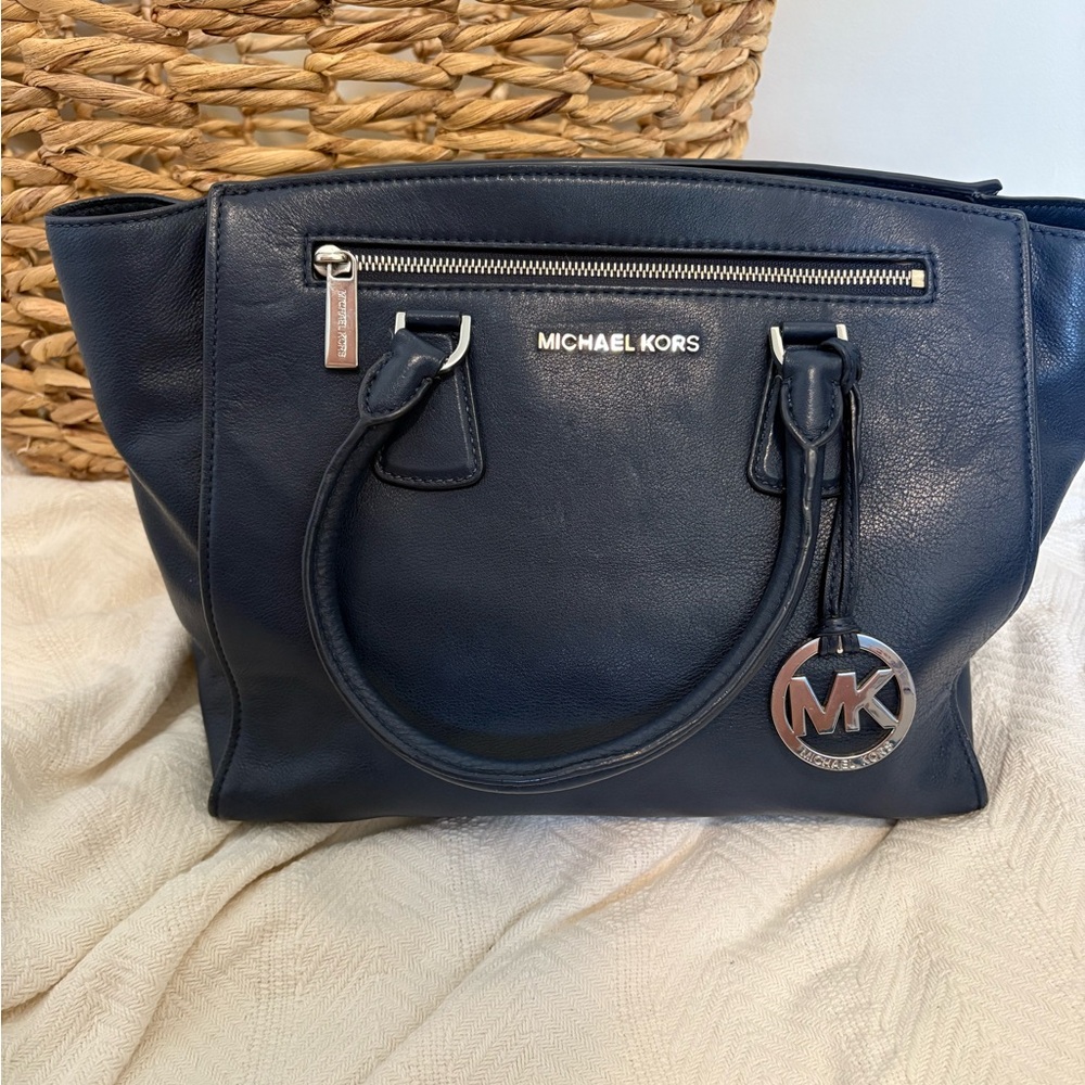 Michael Kors Blue Satchel with Winged Design